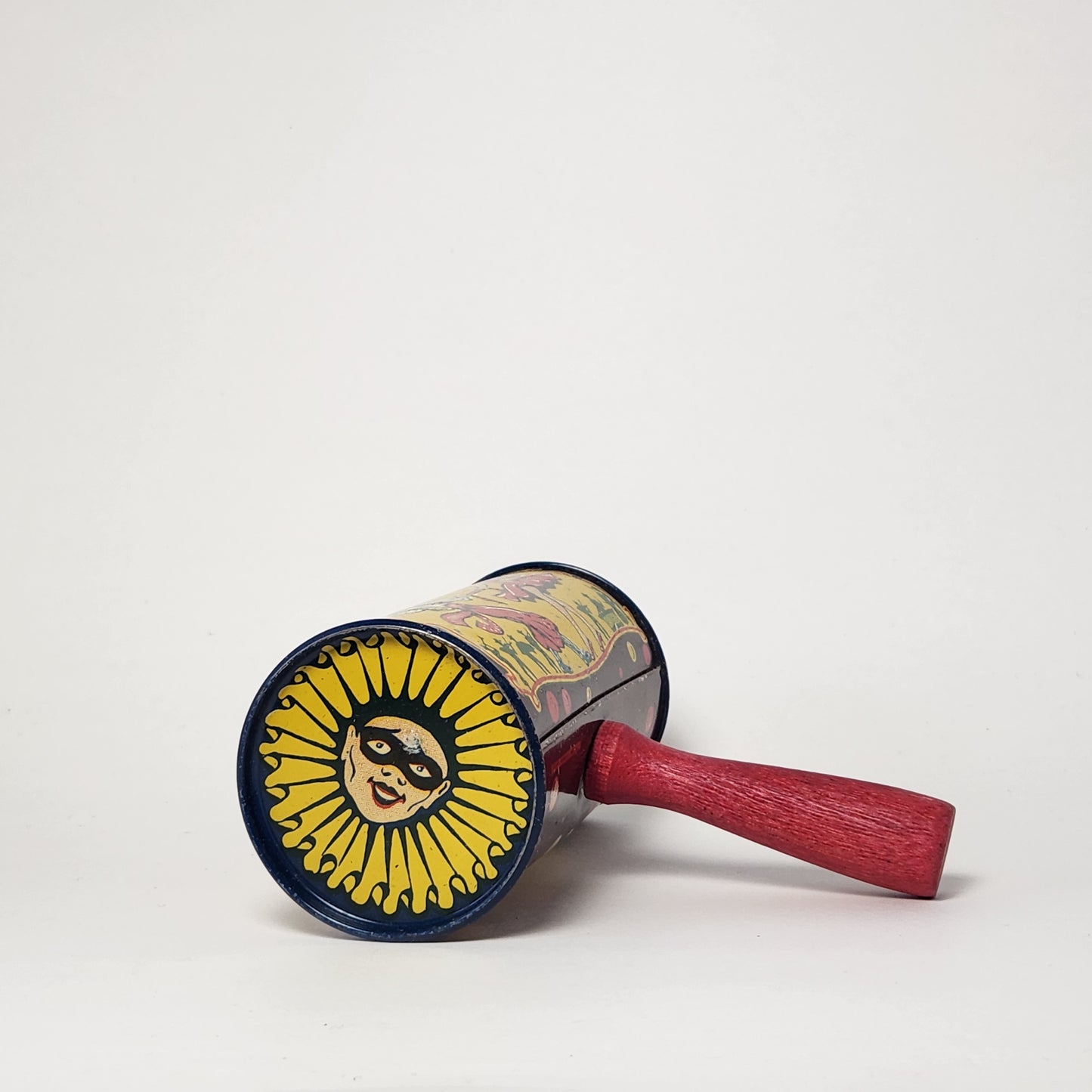 Kirchhof - Tin Lithographed Clown Noisemaker Toy with Wooden Handle (Yellow)