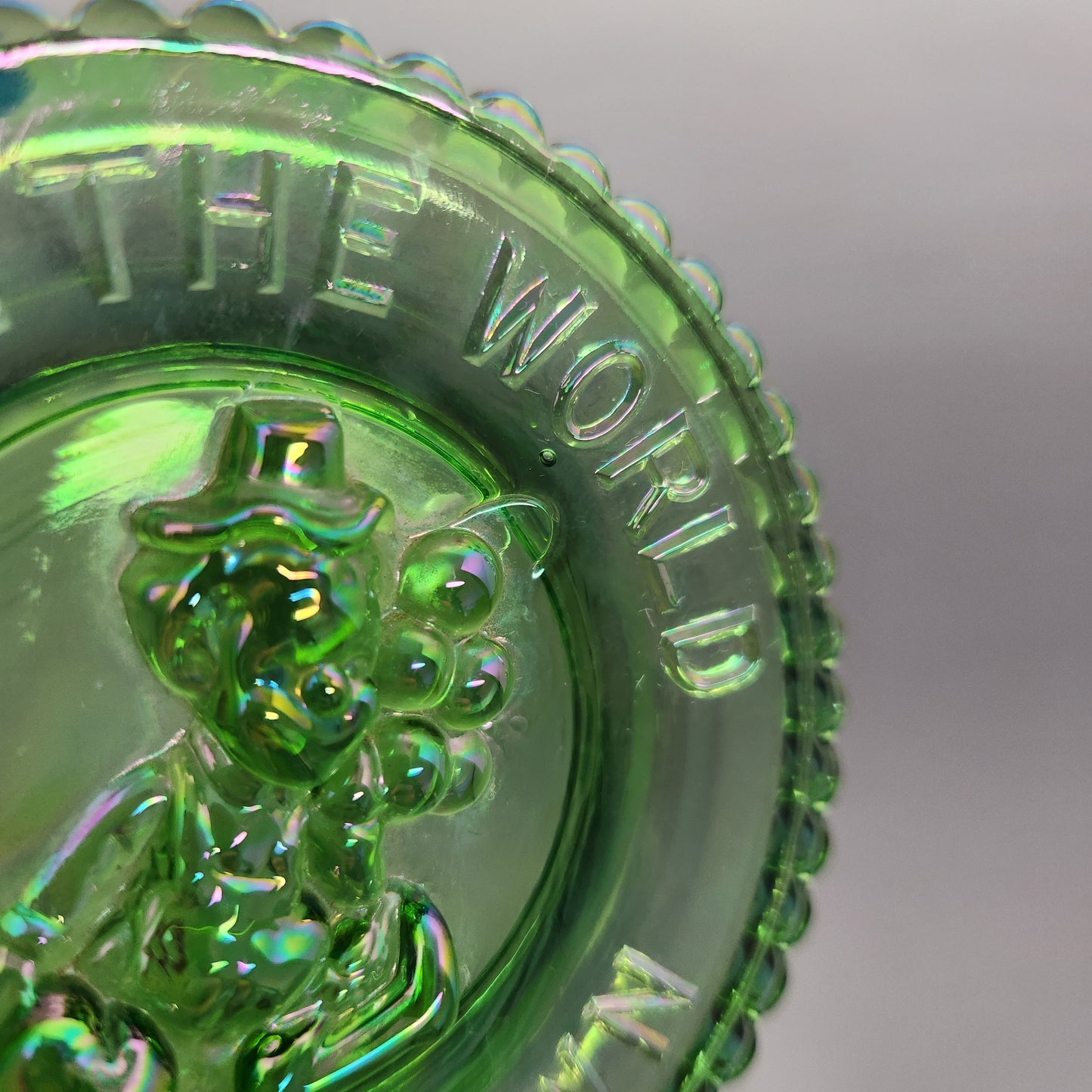 Mosser - Miniature Iridescent Green Glass Clown Plate