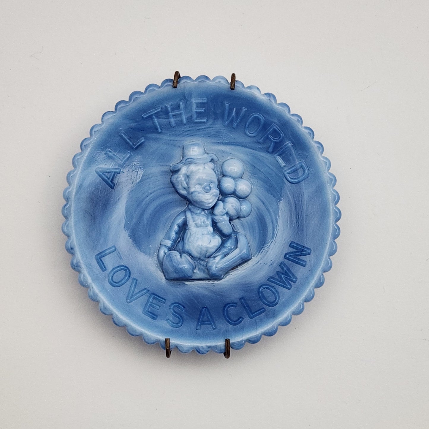 Mosser - Miniature Blue and White Slag Glass Clown Plate