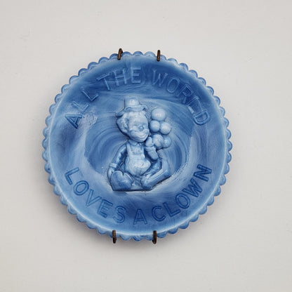Mosser - Miniature Blue and White Slag Glass Clown Plate