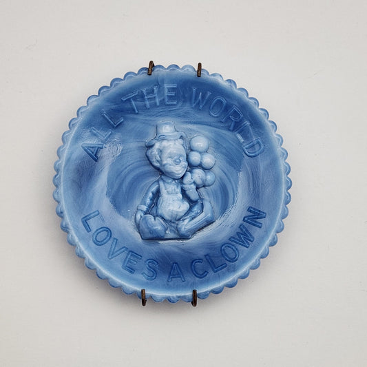 Mosser - Miniature Blue and White Slag Glass Clown Plate