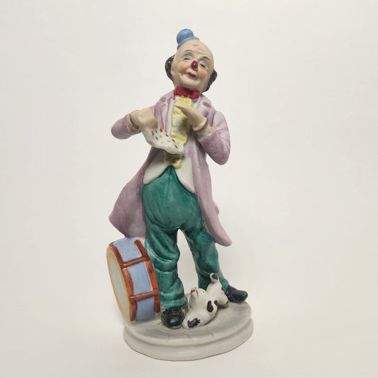 Frankel - Porcelain Bisque Clown with Dog and Drum Figurine
