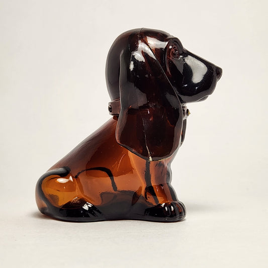 Avon - Brown Glass Basset Hound Cologne Bottle 1970s