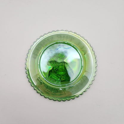 Mosser - Miniature Iridescent Green Glass Clown Plate