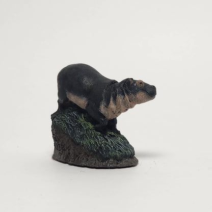 The Bronze Menagerie - Herman Deaton -  Painted Bronze Baby Hippo Figurine 1978