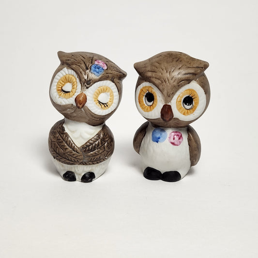 Porcelain Bisque Owl Salt and Pepper Shaker Set