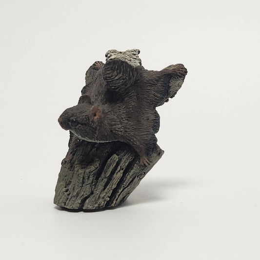 The Bronze Menagerie - Herman Deaton -  Painted Bronze Flying Squirrel Figurine 1977