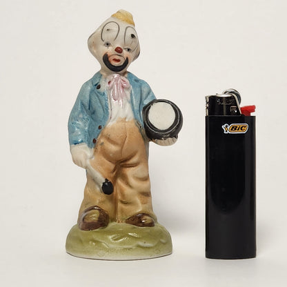 Clown with Drum Porcelain Bisque Figurine