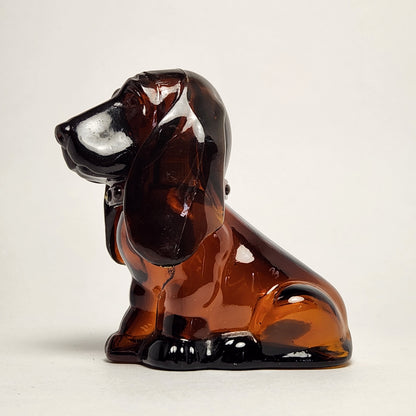 Avon - Brown Glass Basset Hound Cologne Bottle 1970s
