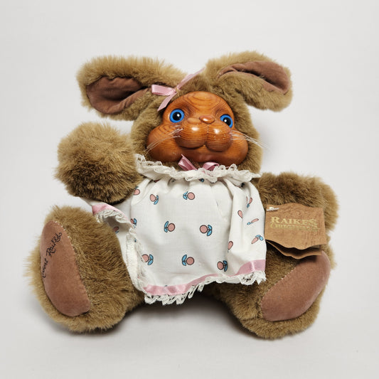 Raikes Originals - Robert Raikes - Rabbit with Wooden Face Plush Doll 1988