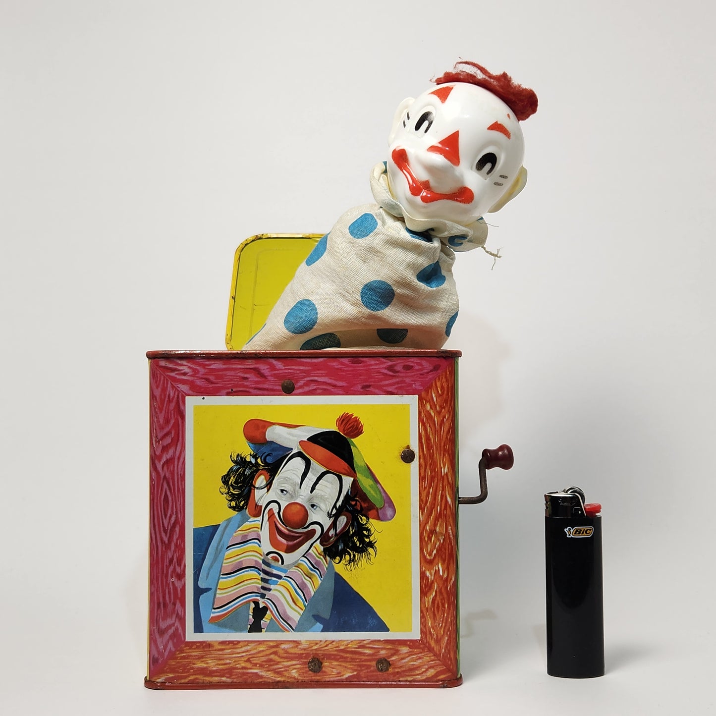 Mattel - Metal Clown Wind-Up Jack in the Box Toy 1951 (NON WORKING)