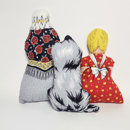 Handmade Red Riding Hood, Grandmother and Big Bad Wolf Plush Pillow Dolls Set of 3