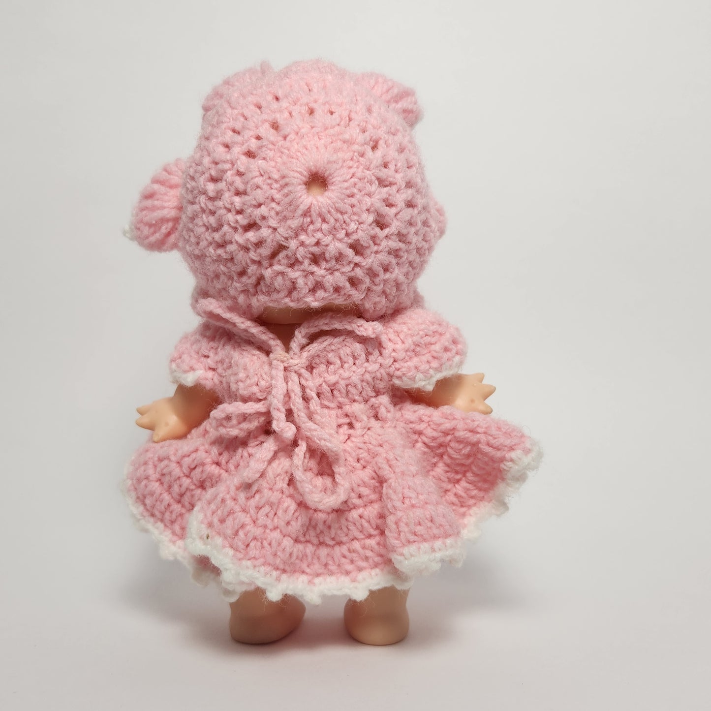 Kewpie 8" Rubber Squeak Doll with Pink Crocheted Outfit