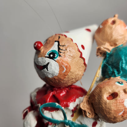 Handmade Paper Mache Clown with Balloons
