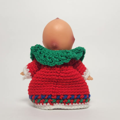 Kewpie 5" Rubber Doll with Red Crocheted Outfit