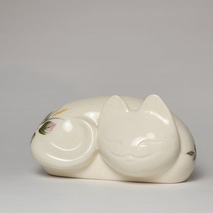 Cheshire Cat Purrr-Ductions - Porcelain Cheshire Cat Figurine Pink Floral Pattern