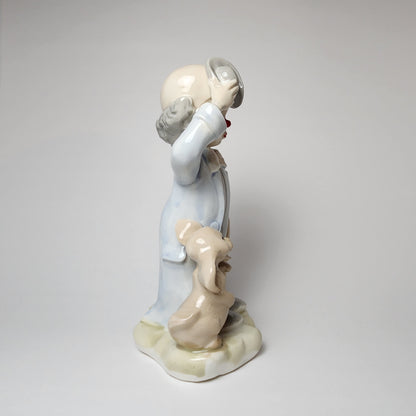 Price Products - Porcelain Clown with Cane & Dog Figurine