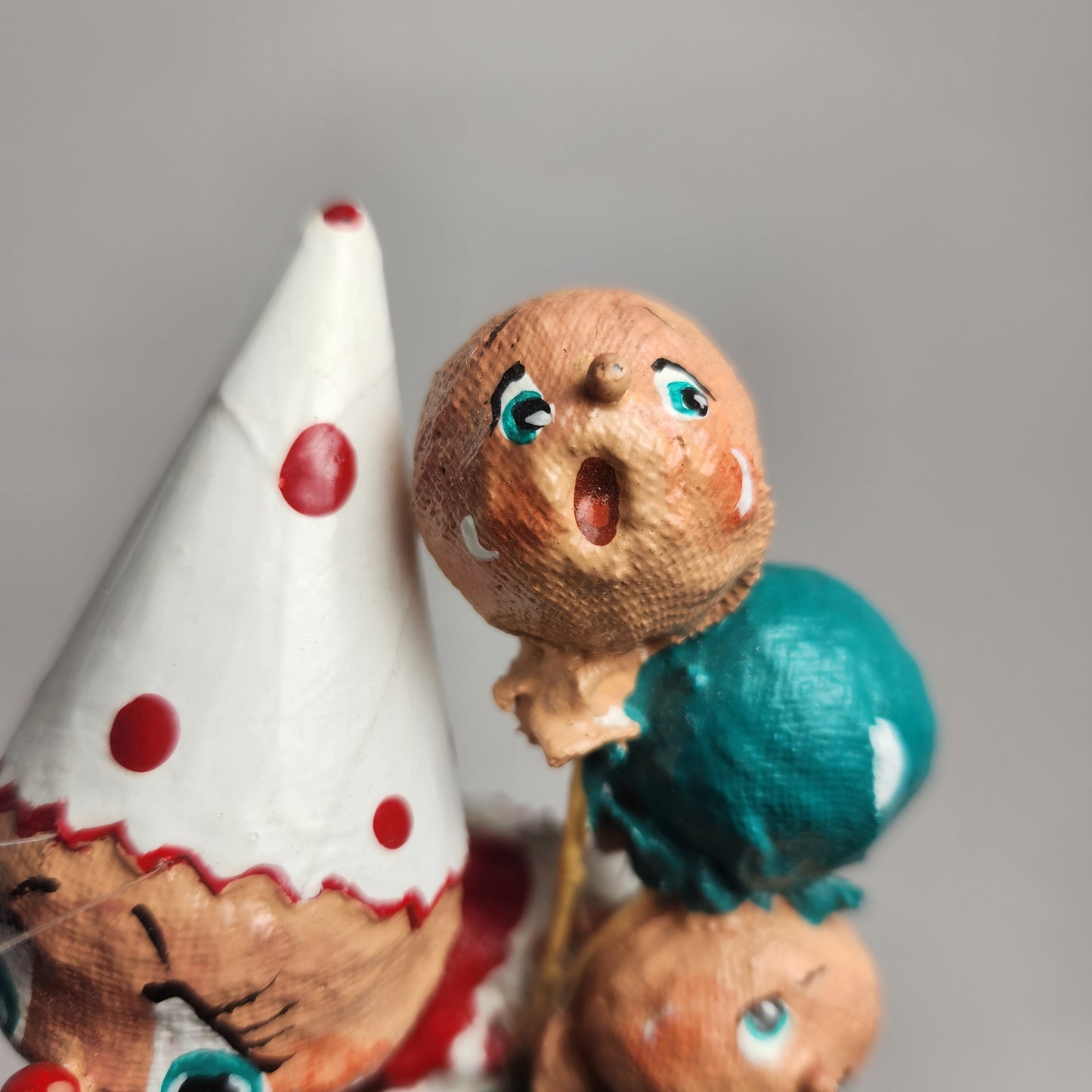 Handmade Paper Mache Clown with Balloons
