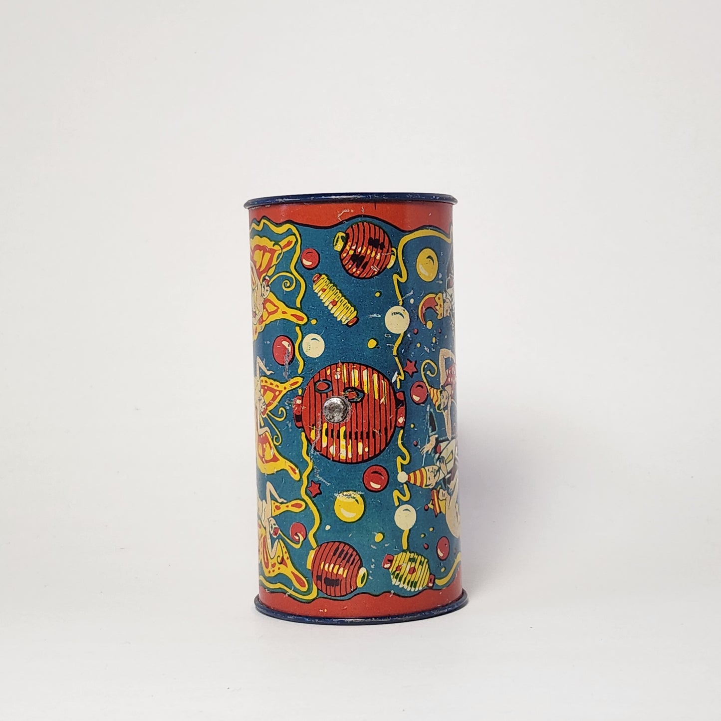 Kirchhof - Tin Lithographed Clown Noisemaker Toy with Wooden Handle (Red)