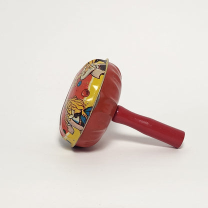 Tin Lithographed New Year's Eve Noisemaker Toy with Wooden Handle