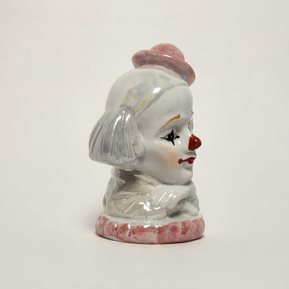 Iridescent Pink and White Clown Porcelain Bust