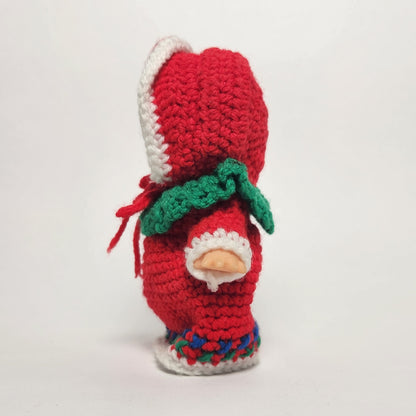 Kewpie 5" Rubber Doll with Red Crocheted Outfit