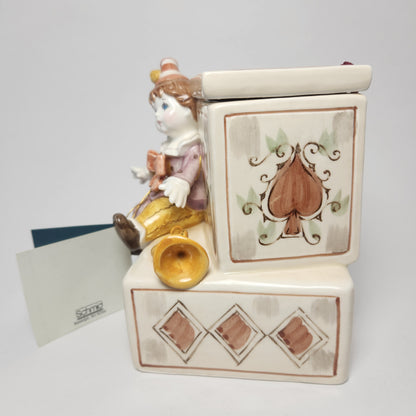 Schmid - Tsenekazu Yamada - Clown Doll and Teddy Bear Jack-in-the-Box Music Box 1983