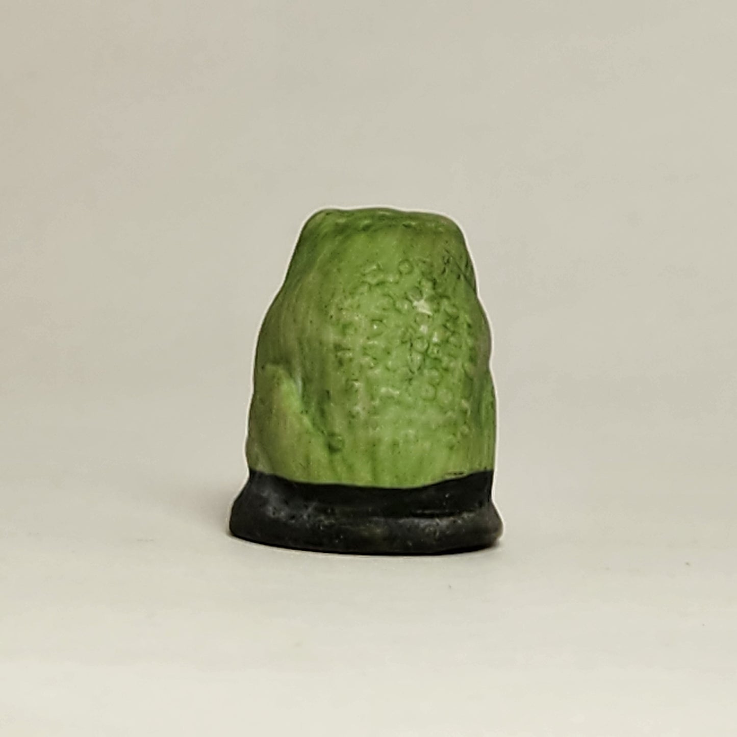 Porcelain Bisque Frog with Pink Flower Thimble