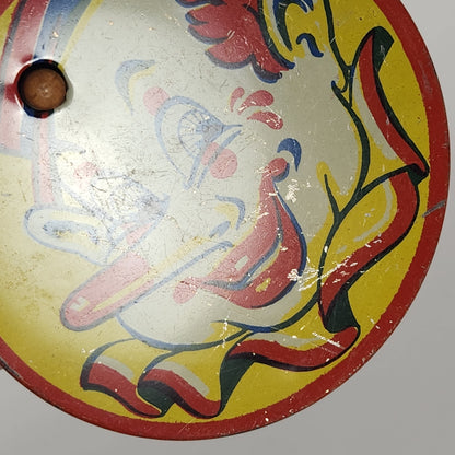 Kirchhof - Tin Lithographed Clown Face Noisemaker Toy with Wooden Handle