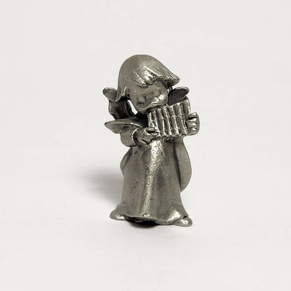 Pewter Angels with Instruments Figurines Set of 2