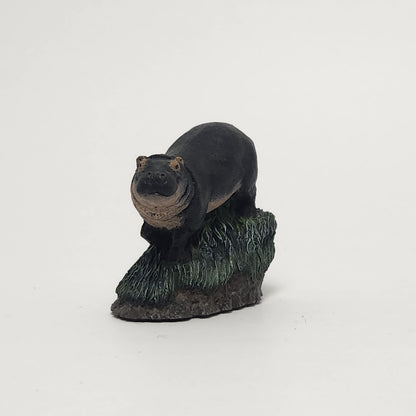 The Bronze Menagerie - Herman Deaton -  Painted Bronze Baby Hippo Figurine 1978