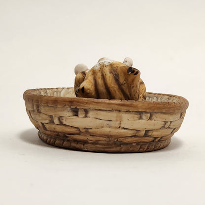 House of Global Art - Harvey Knox Kingdom - Sleeping Kitten in Basket Porcelain Figurine