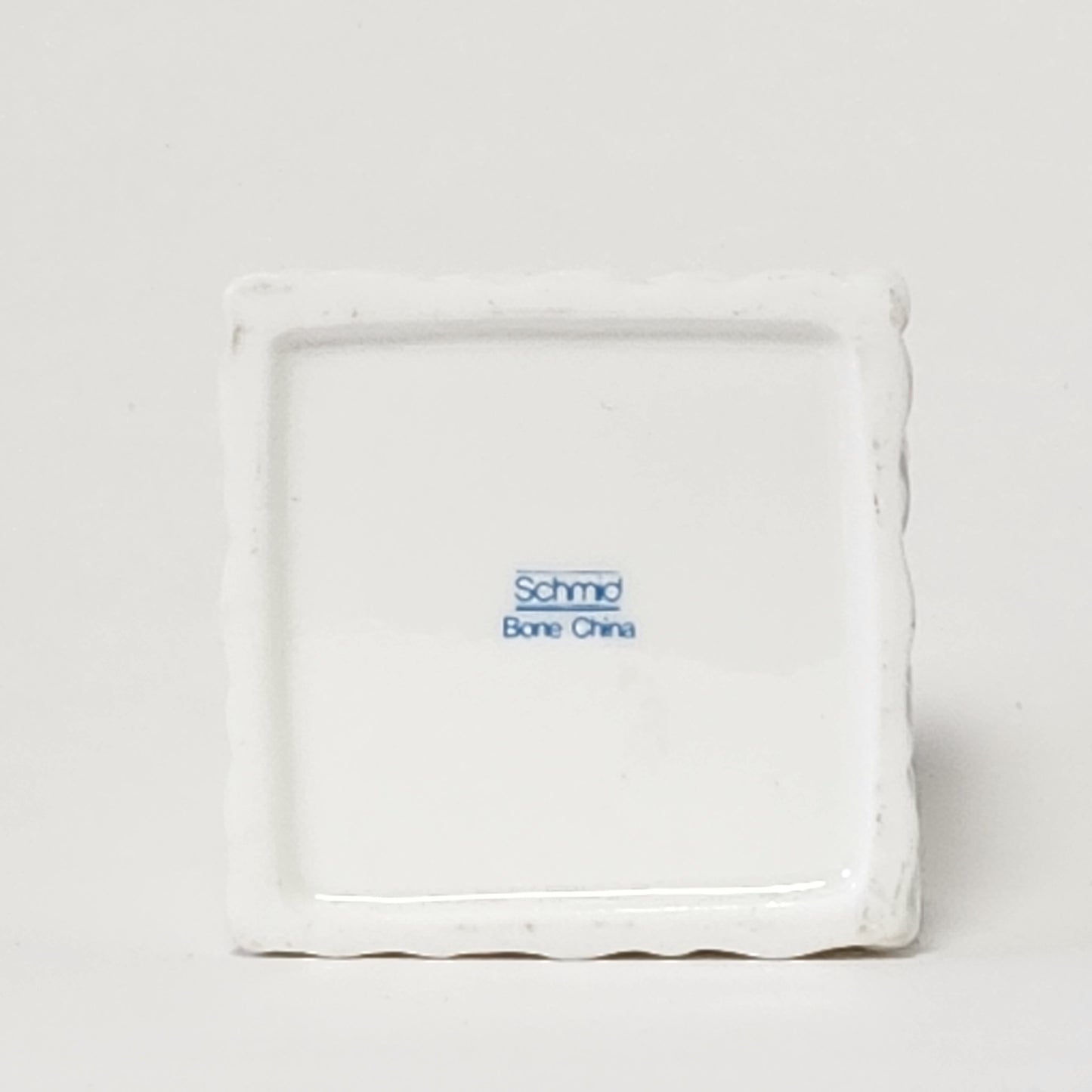 Schmid - Bone China Basket Weave Trinket Box with Yellow Flower