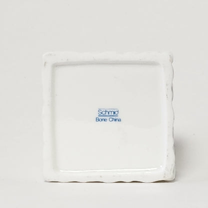 Schmid - Bone China Basket Weave Trinket Box with Yellow Flower