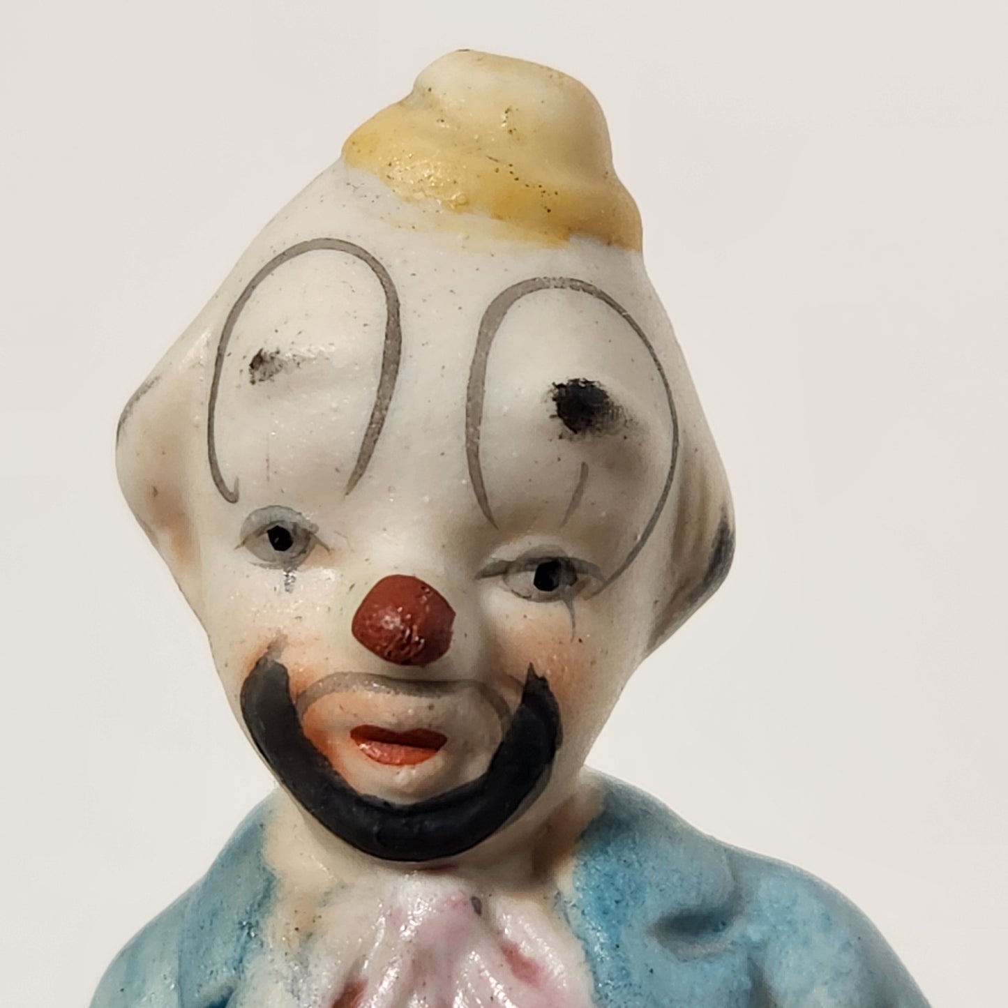 Clown with Drum Porcelain Bisque Figurine