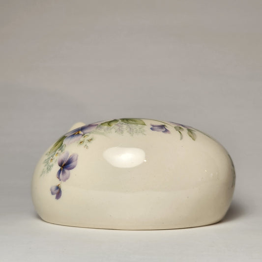 Cheshire Cat Purrr-Ductions - Porcelain Cheshire Cat Figurine Blue Floral Pattern