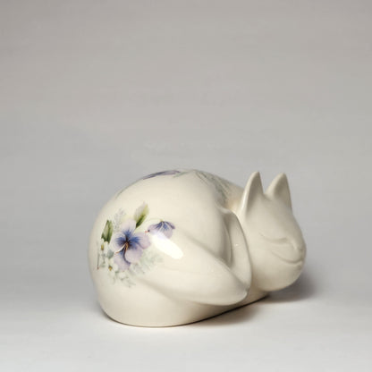Cheshire Cat Purrr-Ductions - Porcelain Cheshire Cat Figurine Blue Floral Pattern
