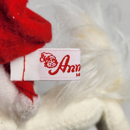 Annalee Mobilitee Dolls - White Cat Doll with Santa Hat 1998