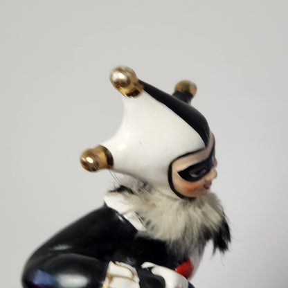 Sonsco - Ceramic Harlequin Devil Jester with Accordion Figurine 1950's JAPAN