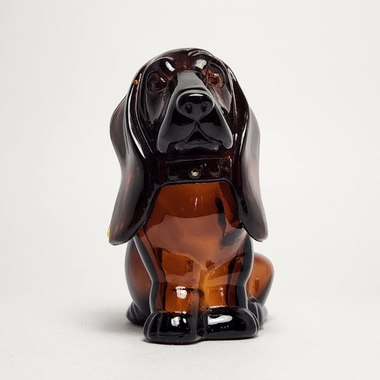 Avon - Brown Glass Basset Hound Cologne Bottle 1970s