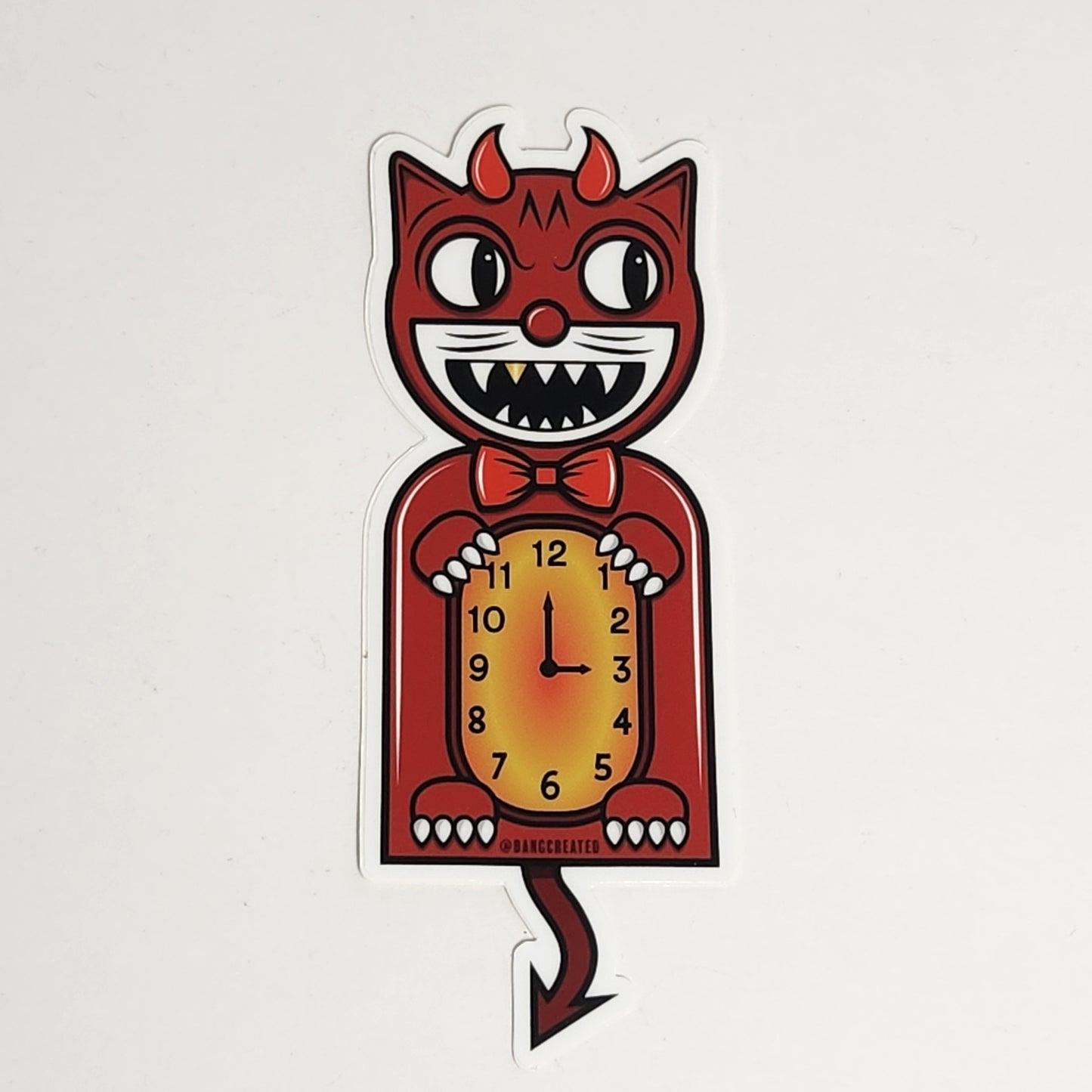 BANGcreated! - Devil Cat Clock 5.5" Die Cut Sticker