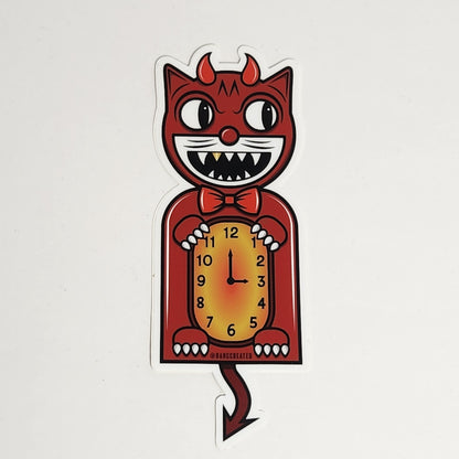 BANGcreated! - Devil Cat Clock 5.5" Die Cut Sticker