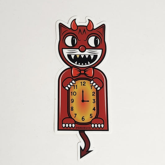 BANGcreated! - Devil Cat Clock 5.5" Die Cut Sticker