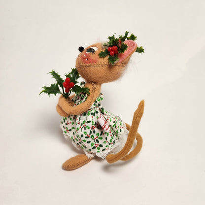 Annalee Mobilitee Dolls - Mouse Doll with Mistletoe Dress 1995