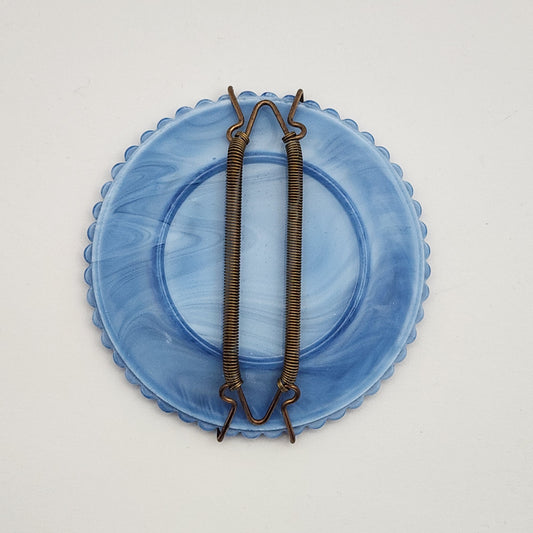 Mosser - Miniature Blue and White Slag Glass Clown Plate