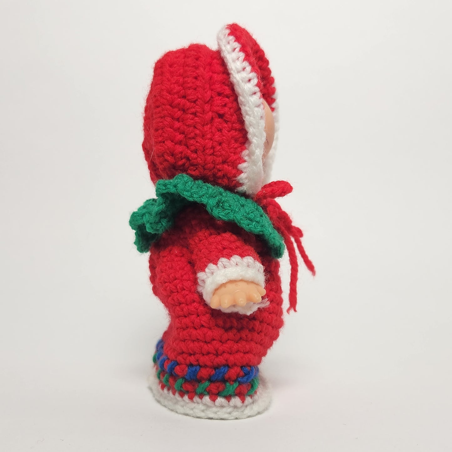 Kewpie 5" Rubber Doll with Red Crocheted Outfit