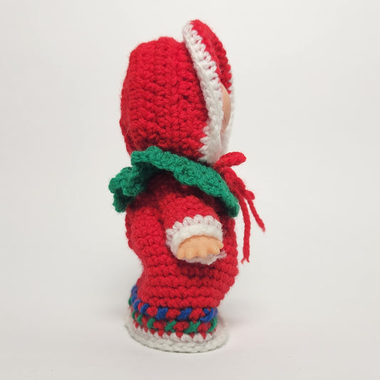 Kewpie 5" Rubber Doll with Red Crocheted Outfit