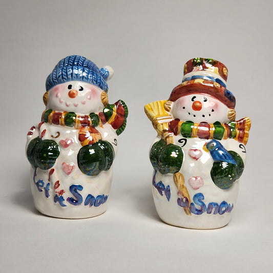 Iridescent Snowman Salt and Pepper Shaker Set