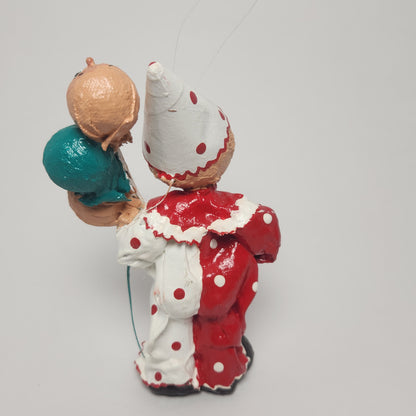 Handmade Paper Mache Clown with Balloons