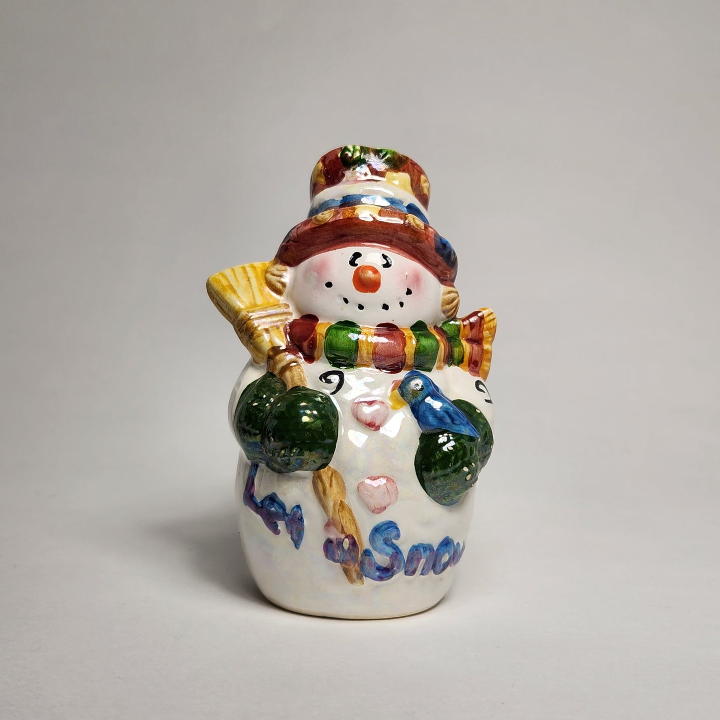 Iridescent Snowman Salt and Pepper Shaker Set